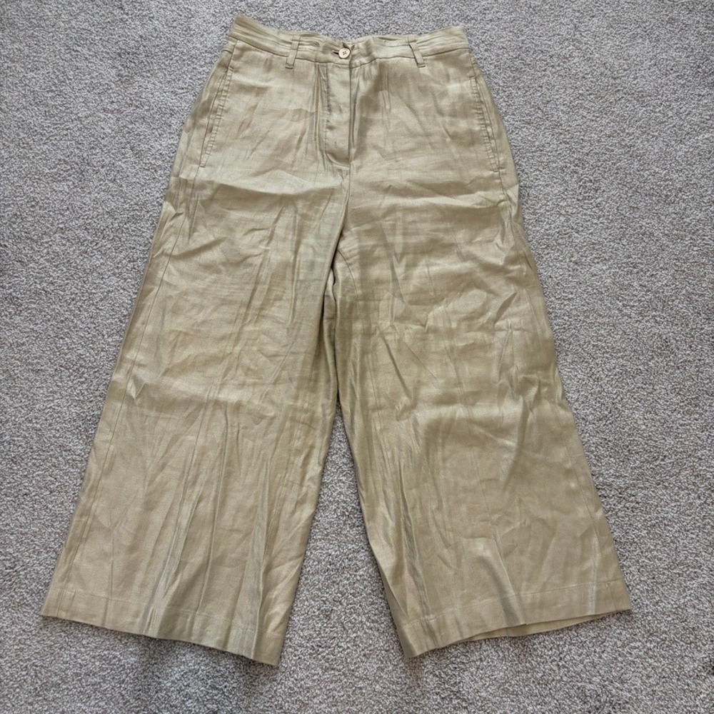 Ann Demeulemeester‎ Pants Womens 6 (EU 38) Beige Wide Leg Cropped Flowy Relaxed